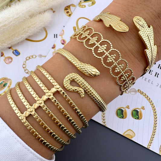 Bracelet, 18K Gold Plated Steel