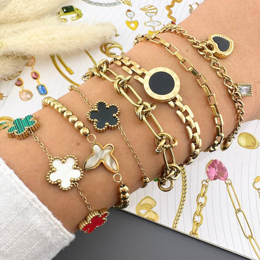 Bracelet, 18K Gold Plated Steel