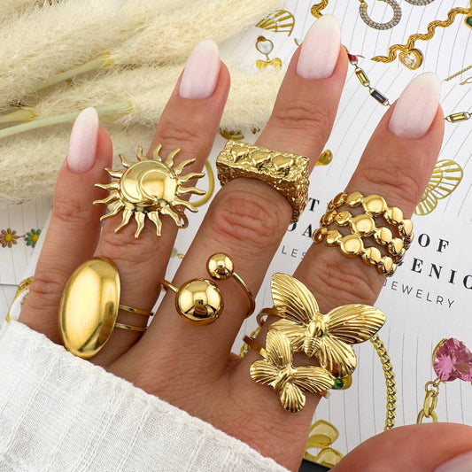 Hearts Ring, 18K Gold Plated Steel