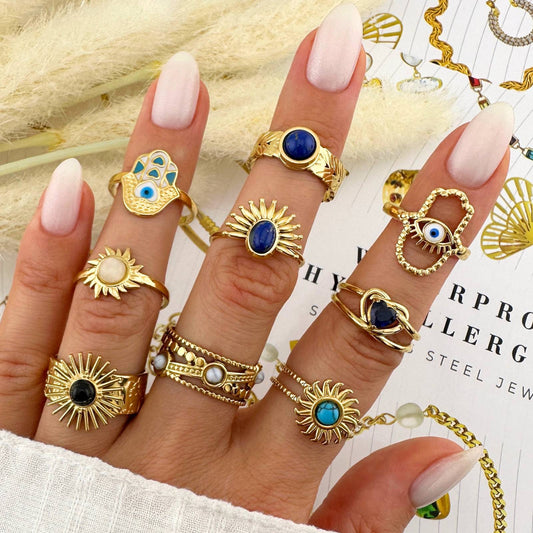 Sun Ring, 18K Gold Plated Steel