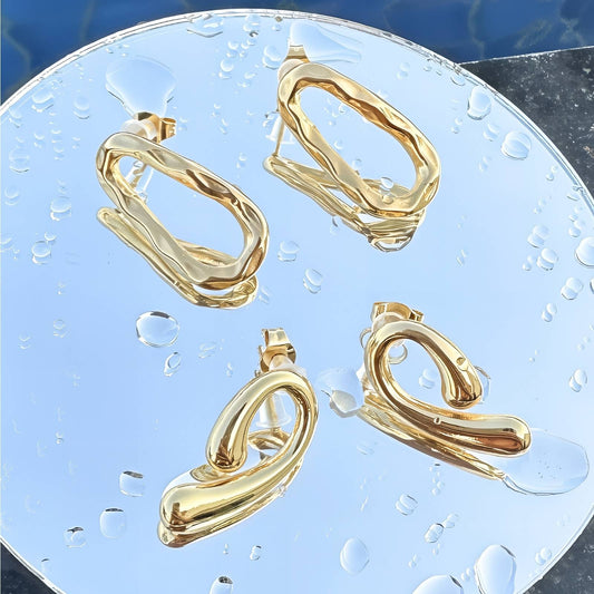 Earrings, 18K Gold Plated Steel