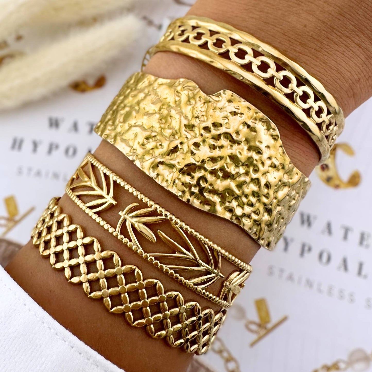 Bracelet, 18K Gold Plated Steel