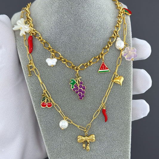 Bow Necklace, 18K Gold Plated Steel