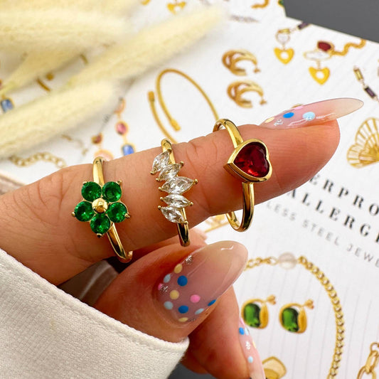 Flower Ring, 18K Gold Plated Steel