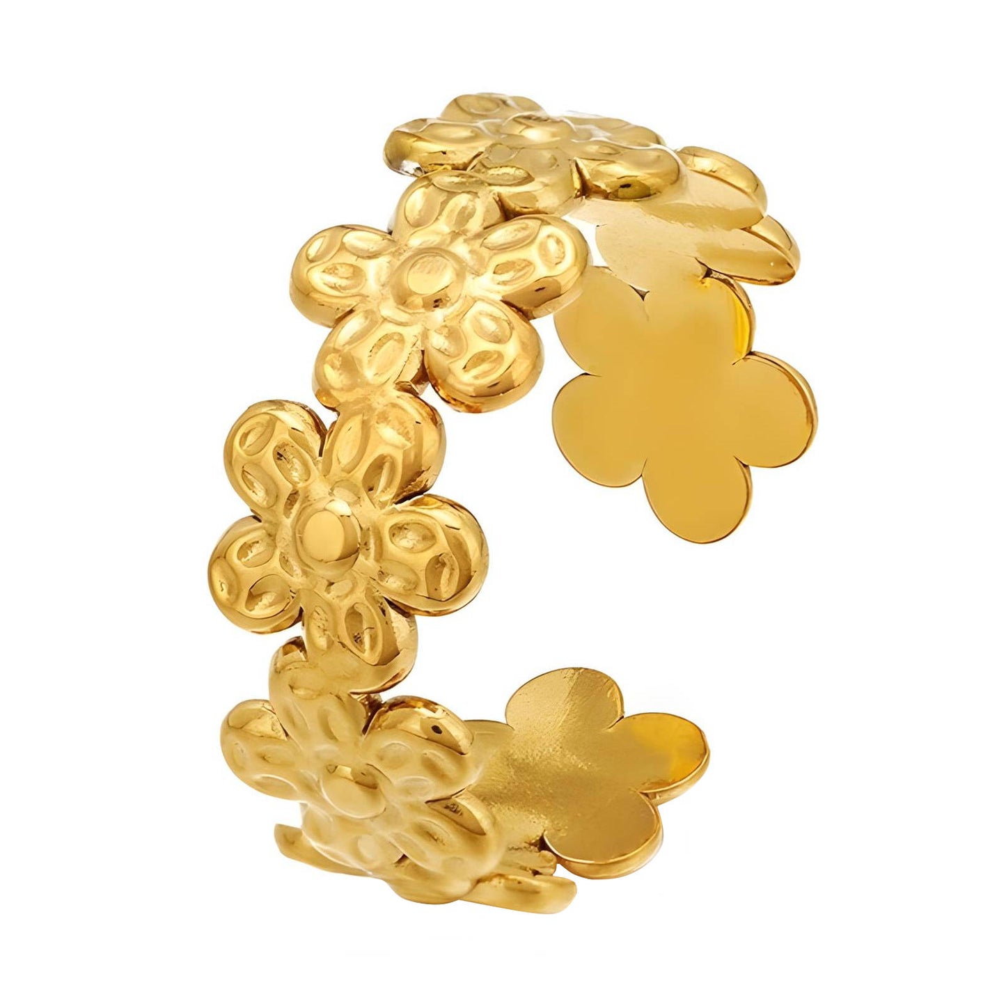 Flowers Ring, 18K Gold Plated Steel