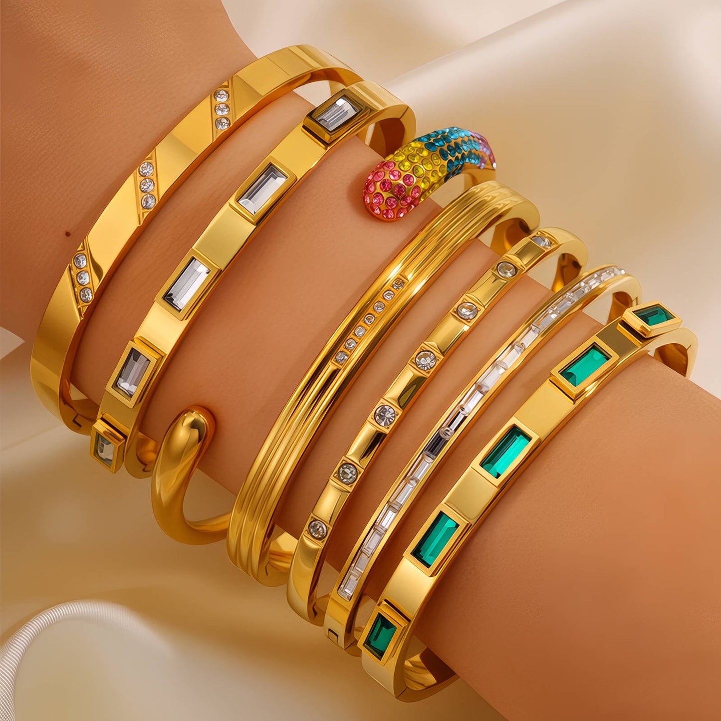 Bracelet, 18K Gold Plated Steel