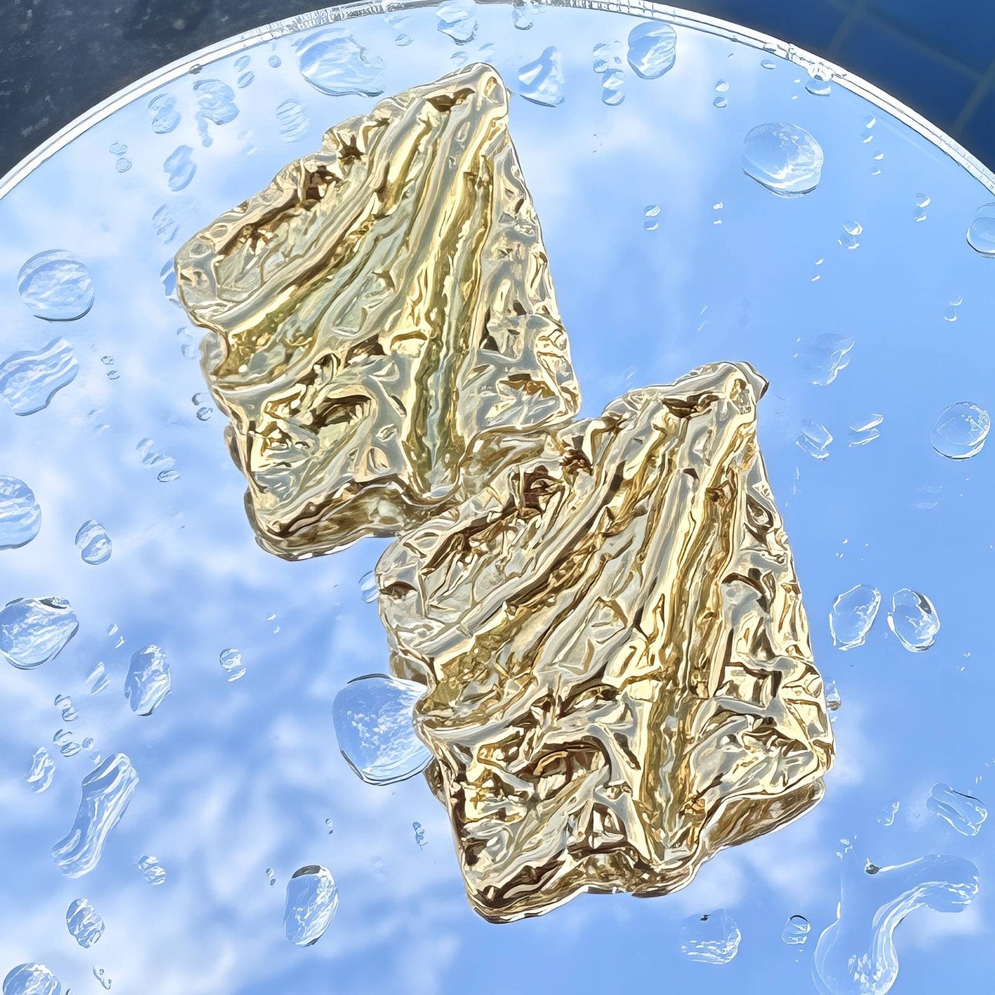 Earrings, 18K Gold Plated Steel