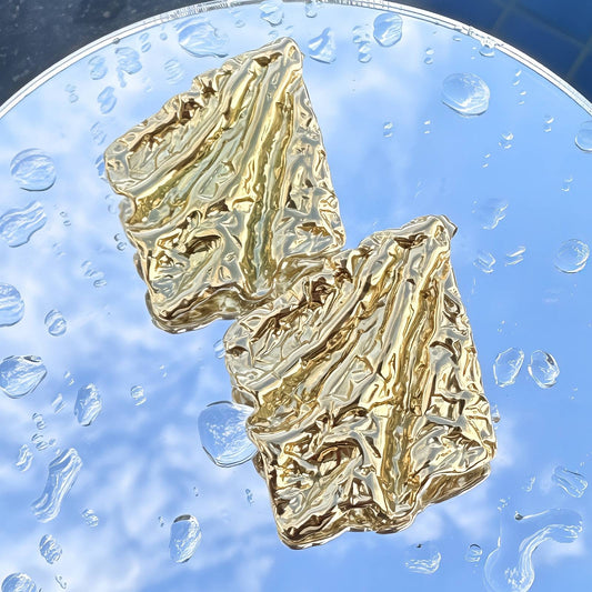 Earrings, 18K Gold Plated Steel