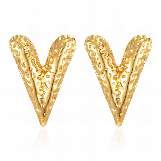Hearts Earrings, 18K Gold Plated Steel