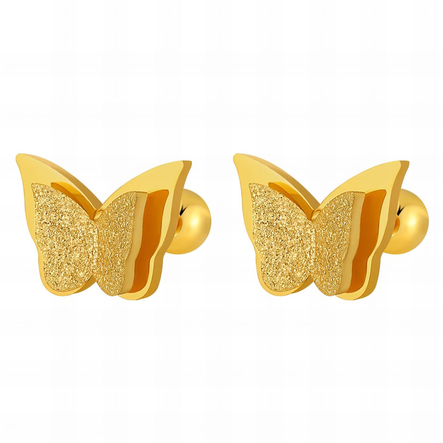 ฺButterflies Earrings, 18K Gold Plated Steel