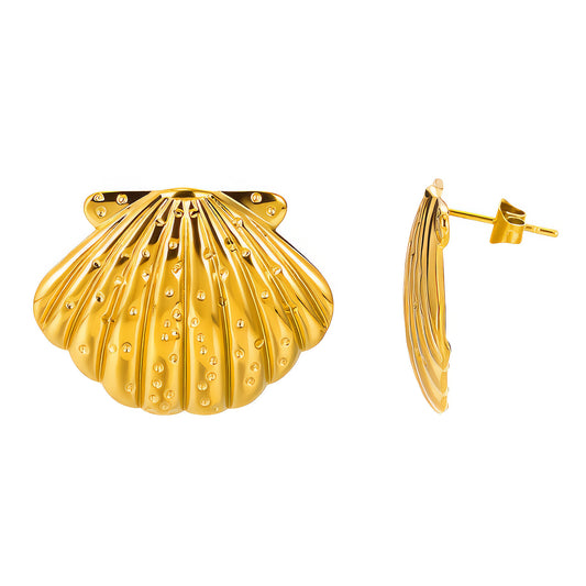 Seashells Earrings, 18K Gold Plated Steel