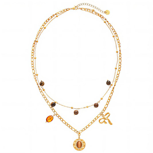 Bow Necklace, 18K Gold Plated Steel