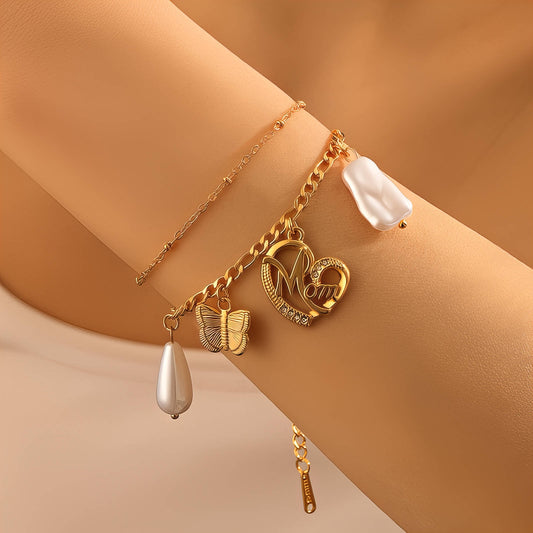 Heart Bracelet, 18K Gold Plated Steel