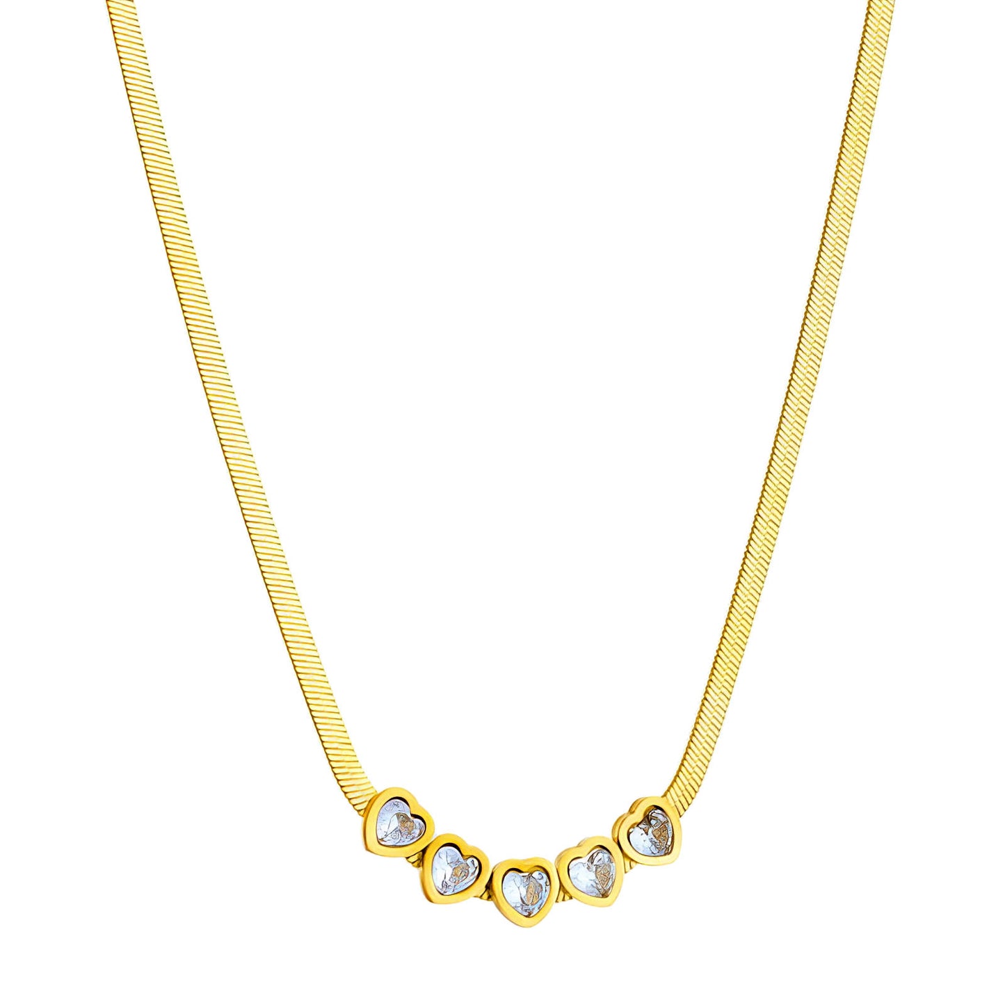 Hearts Necklace, 18K Gold Plated Steel