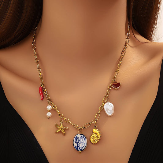 Necklace, 18K Gold Plated Steel