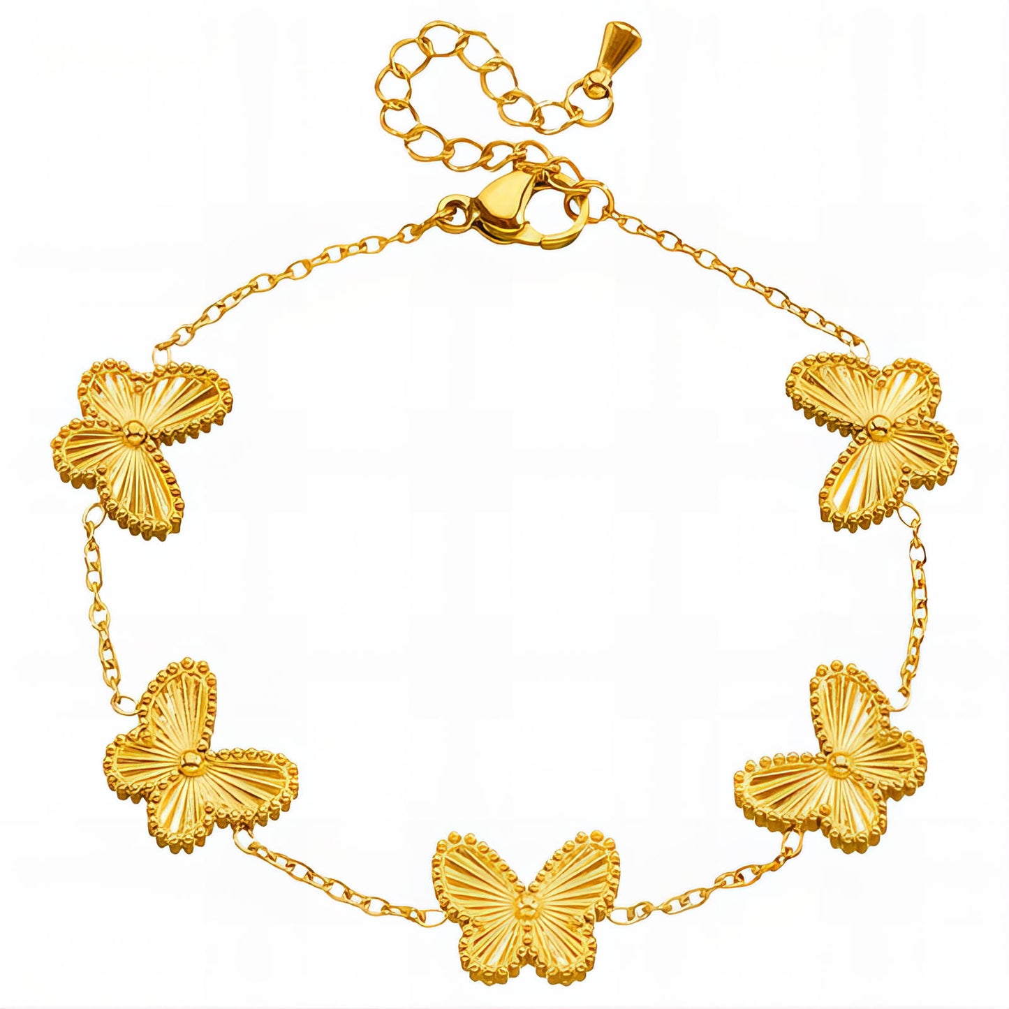 Butterflies Bracelet, 18K Gold Plated Steel