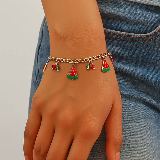 watermelon Bracelet, 18K Gold Plated Steel