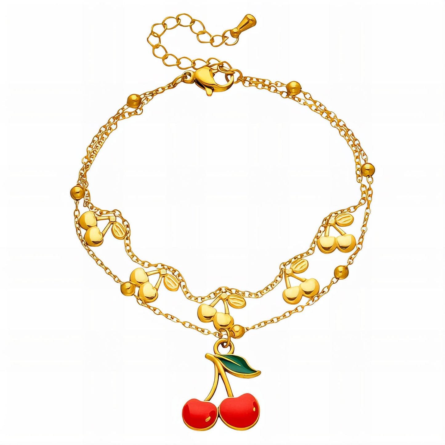 Cherry Bracelet, 18K Gold Plated Steel
