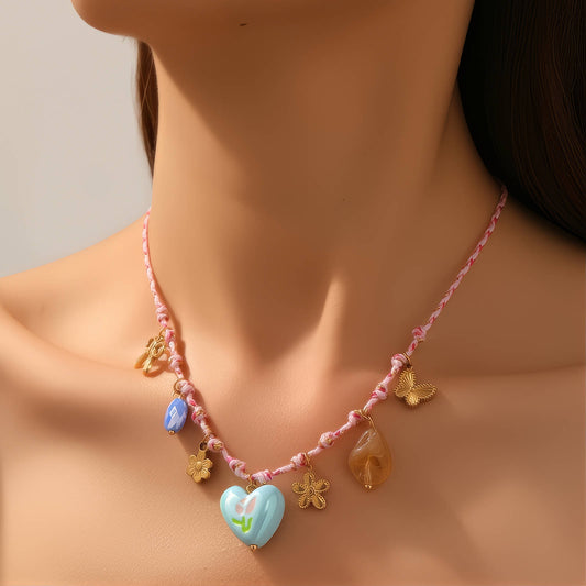 Heart Necklace, 18K Gold Plated Steel