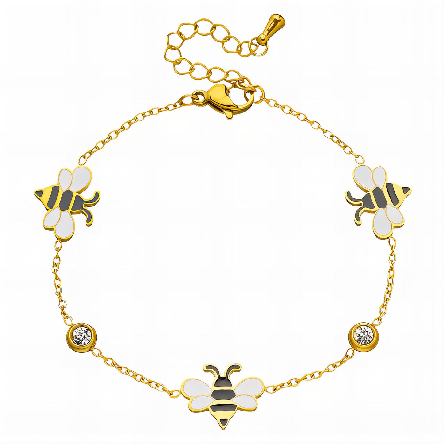 Bees Bracelet, 18K Gold Plated Steel