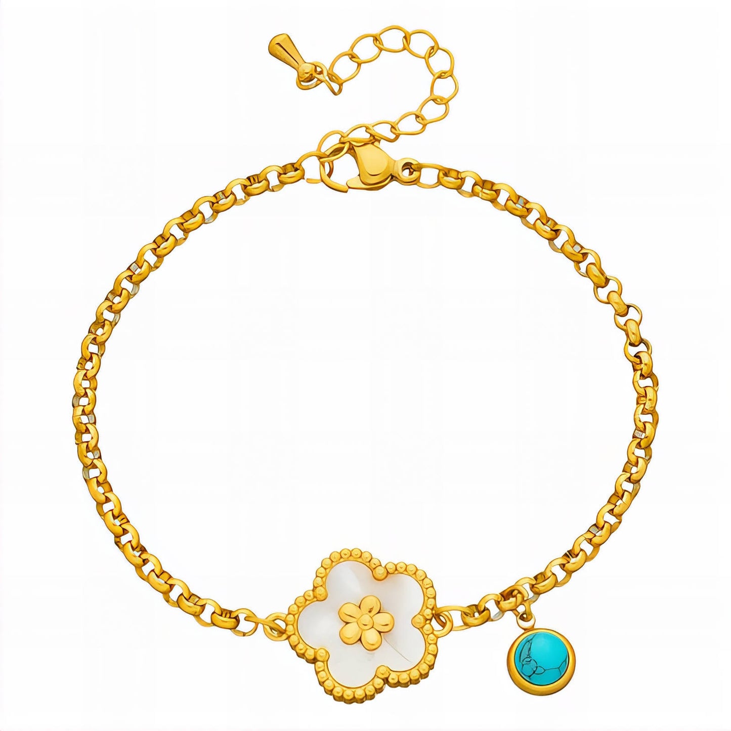 Flower Bracelet, 18K Gold Plated Steel