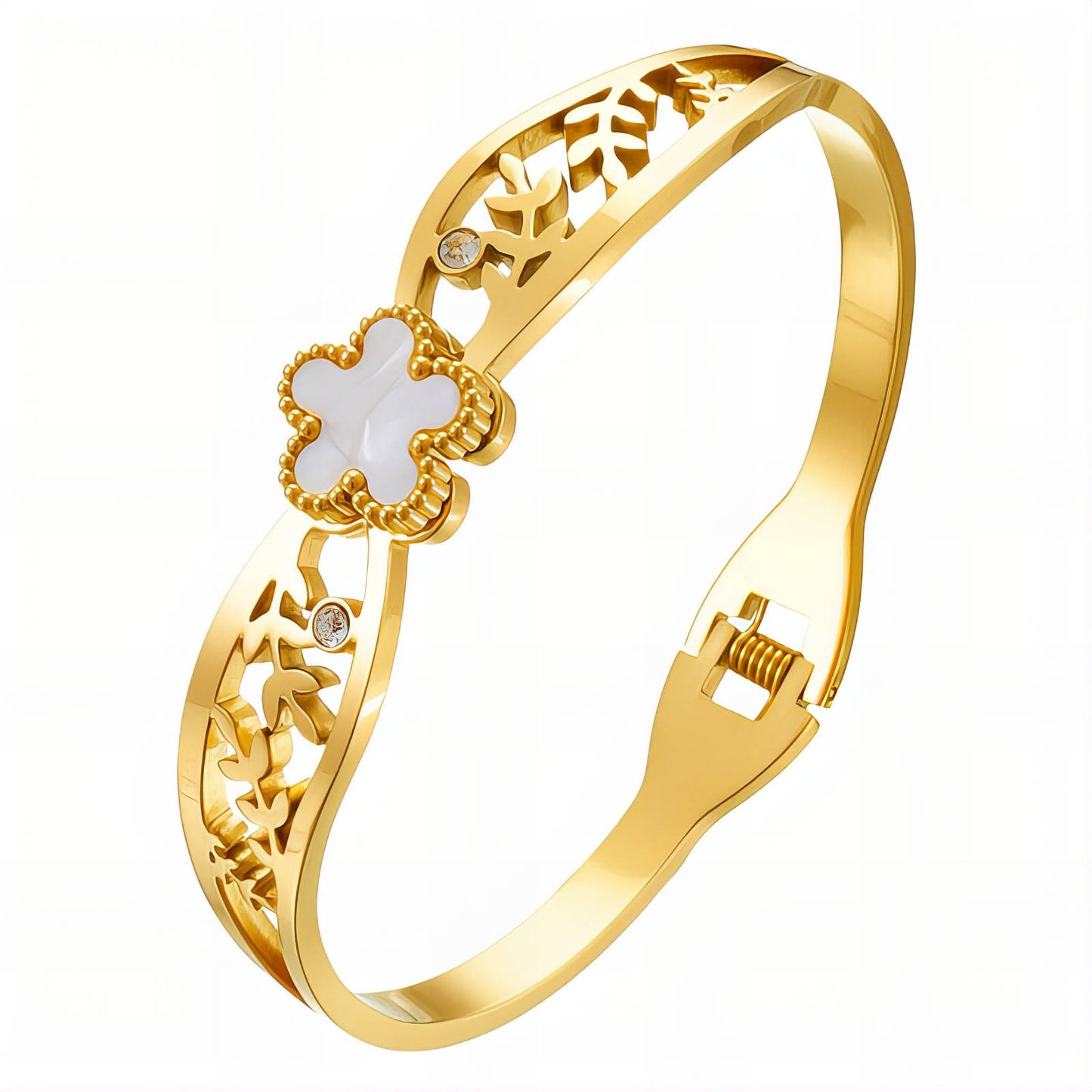 Flower Bracelet, 18K Gold Plated Steel