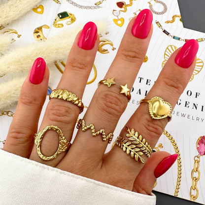 Stars Ring, 18K Gold Plated Steel