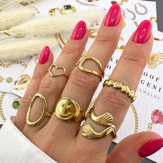 Ring, 18K Gold Plated Steel