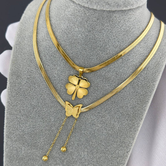 Necklace, 18K Gold Plated Steel