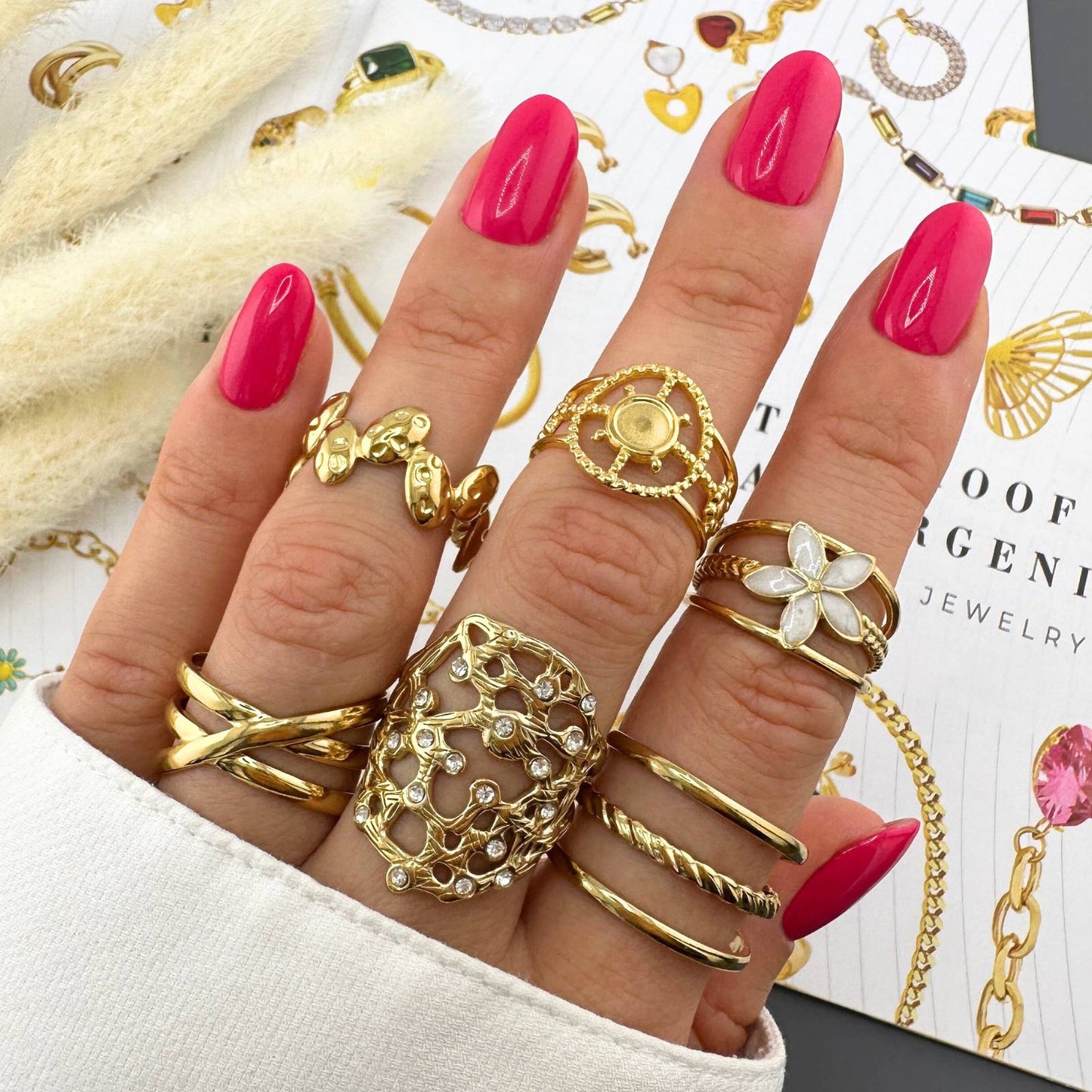 Ring, 18K Gold Plated Steel