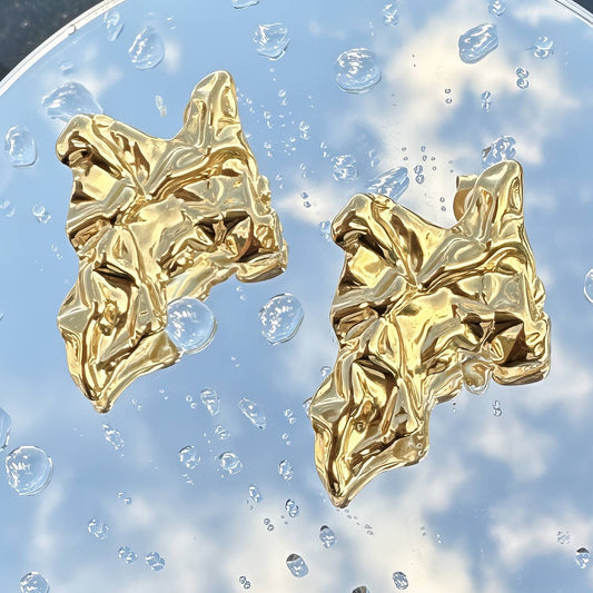 Earrings, 18K Gold Plated Steel