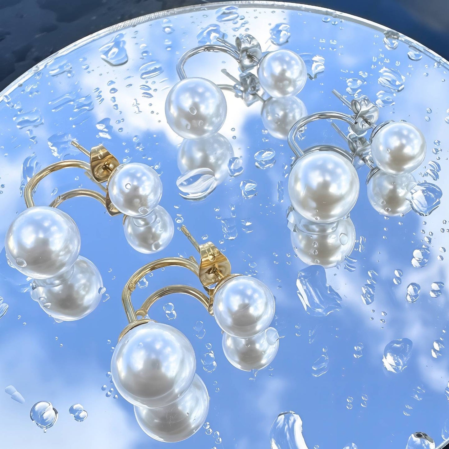 Earrings, 18K Gold Plated Steel