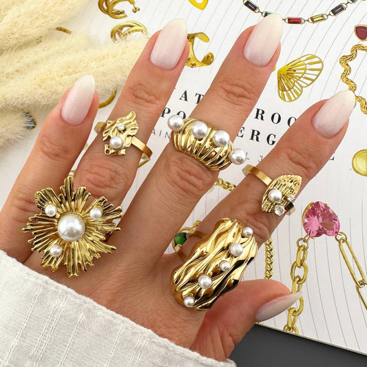 Ring, 18K Gold Plated Steel