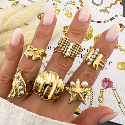 Star Ring, 18K Gold Plated Steel