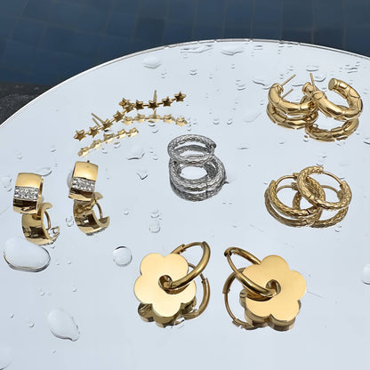 Earrings, 18K Gold Plated Steel