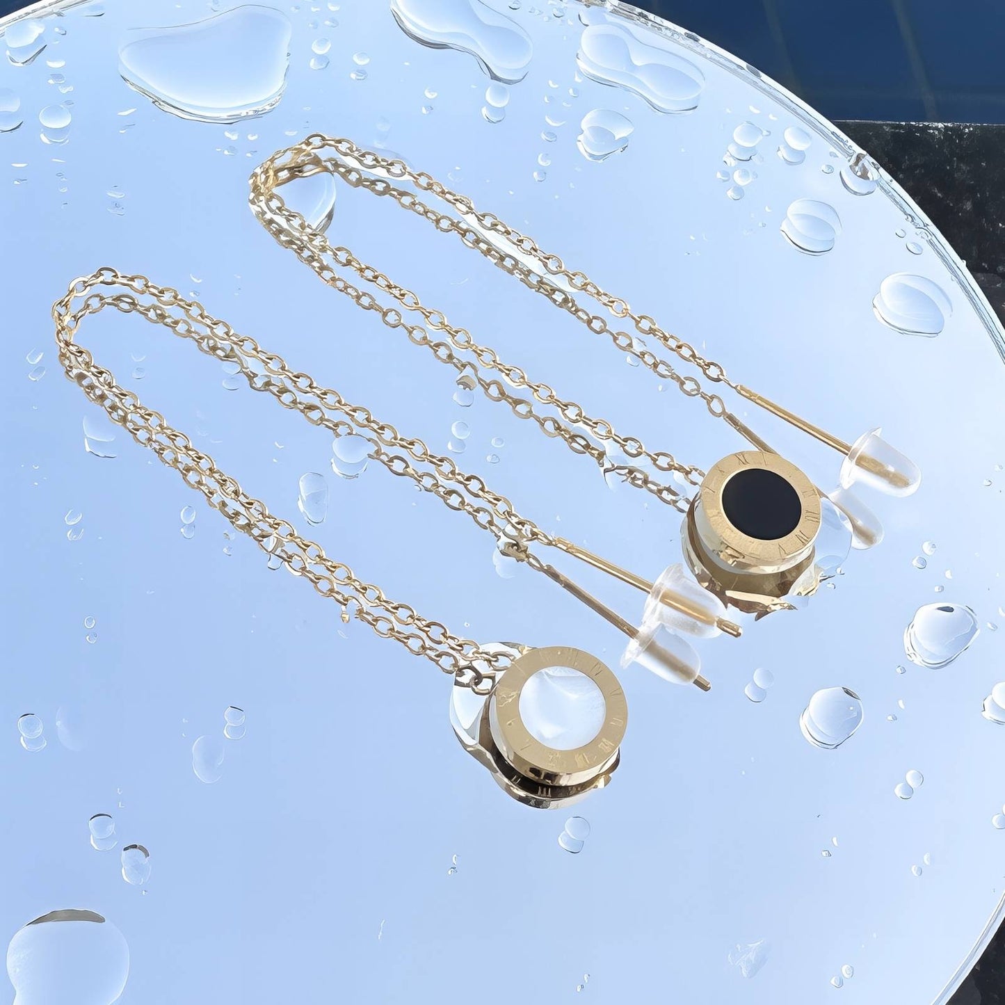 Earrings, 18K Gold Plated Steel