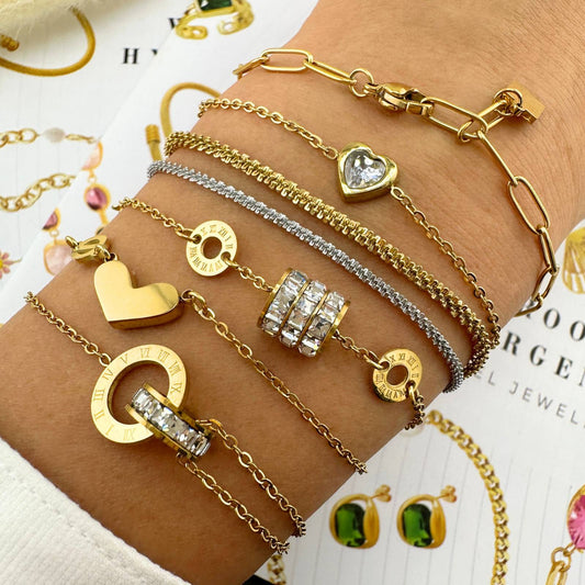 Bracelet, 18K Gold Plated Steel