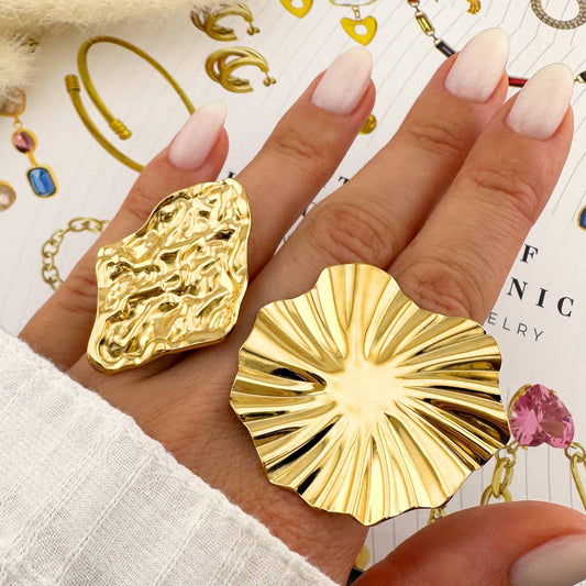 Leaf Ring, 18K Gold Plated Steel