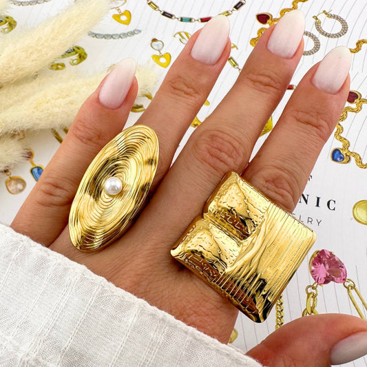 Ring, 18K Gold Plated Steel