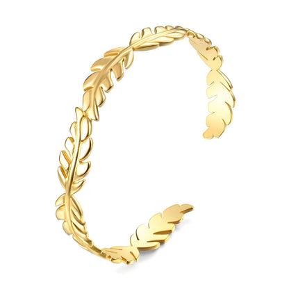 Leaves Bracelet, 18K Gold Plated Steel