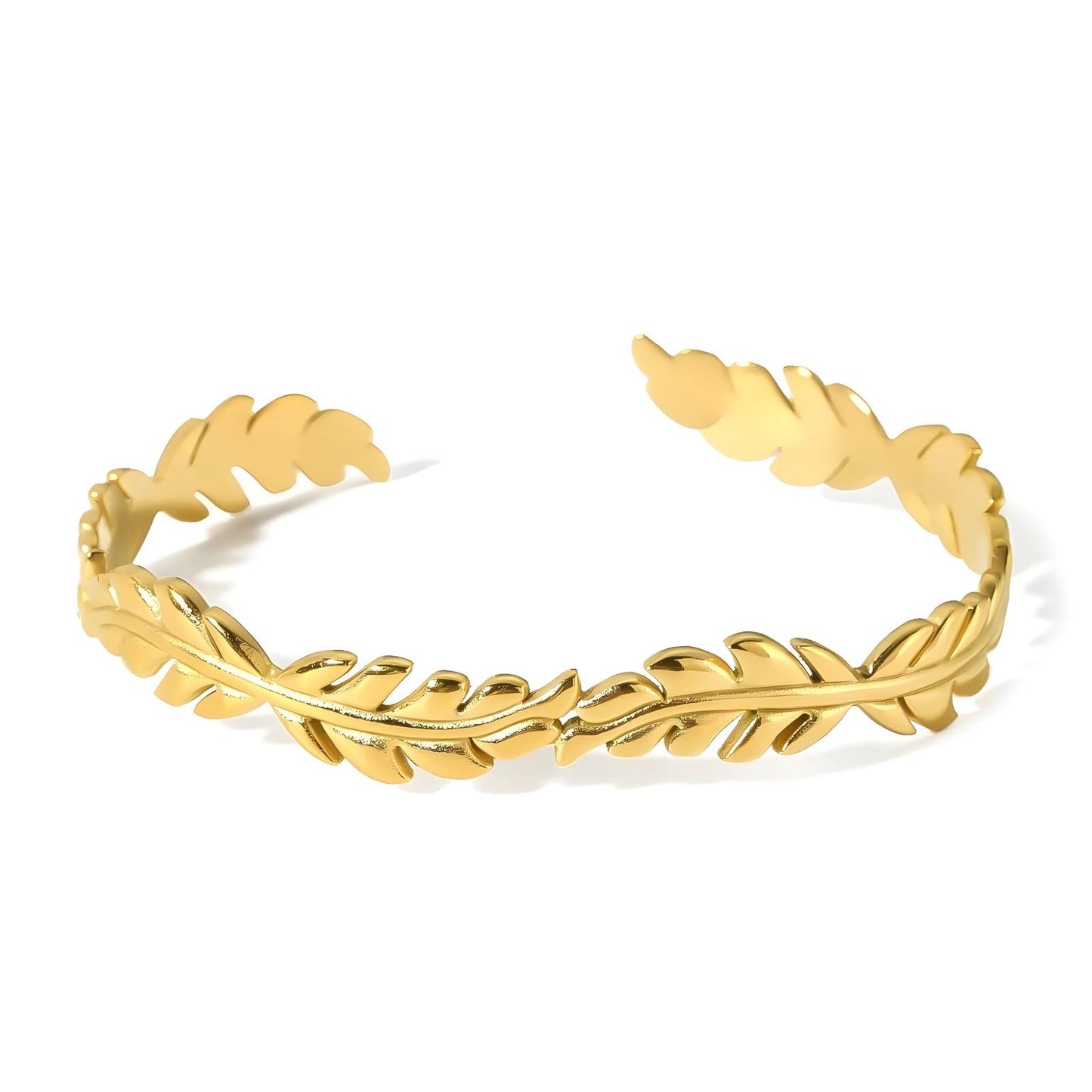 Leaves Bracelet, 18K Gold Plated Steel