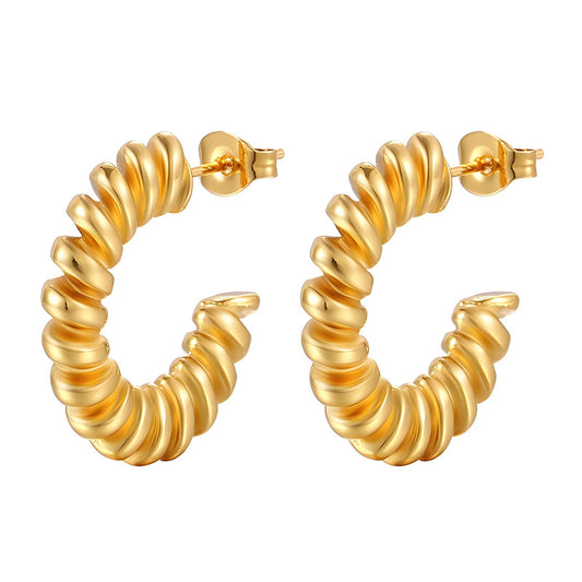 Spiral Earrings, 18K Gold Plated Steel