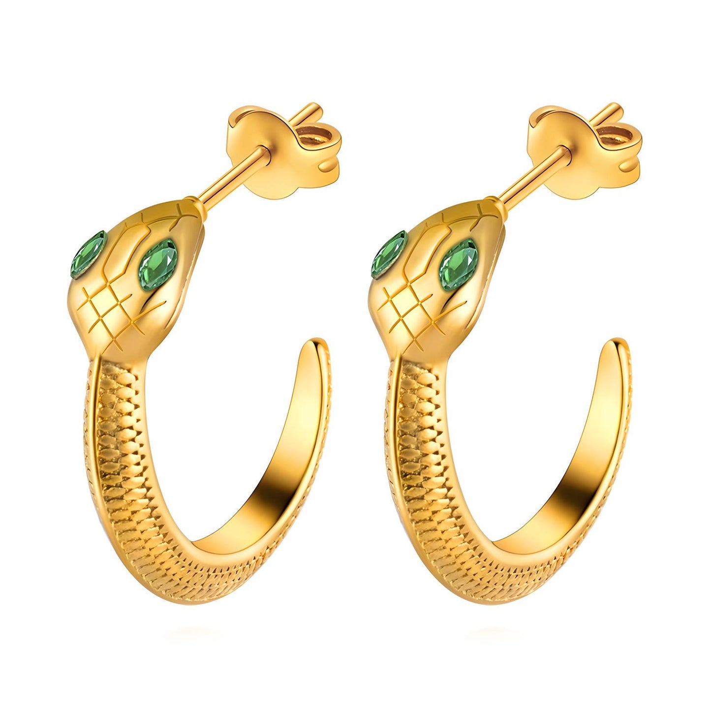 Snakes Earrings, 18K Gold Plated Steel