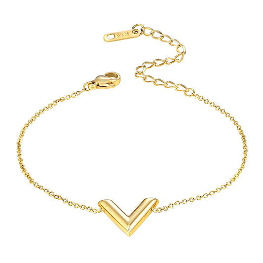 V Bracelet, 18K Gold Plated Steel