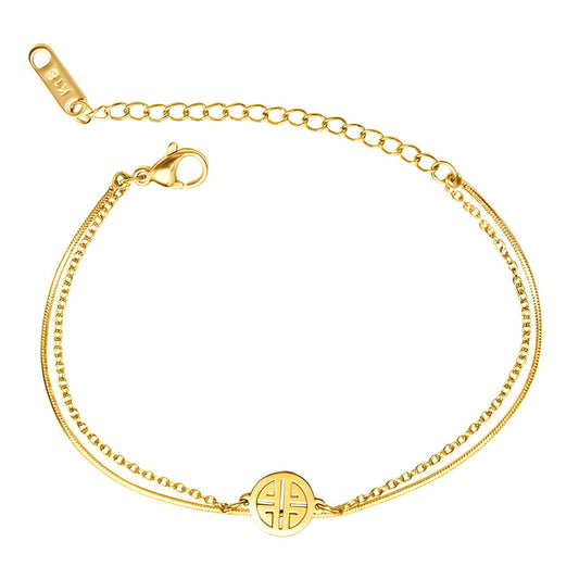 Bracelet, 18K Gold Plated Steel