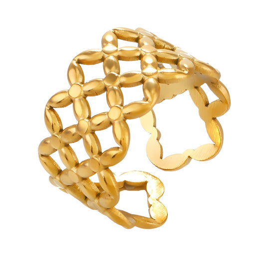 Ring, 18K Gold Plated Steel
