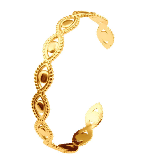 Evil Eyes Bracelet, 18K Gold Plated Steel