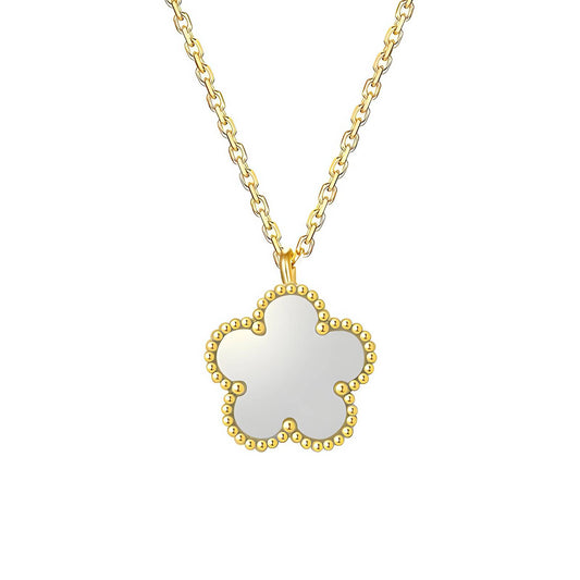 Flower Necklace, 18K Gold Plated Steel