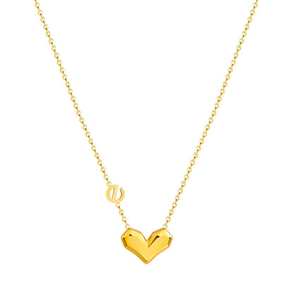 Heart Necklace, 18K Gold Plated Steel
