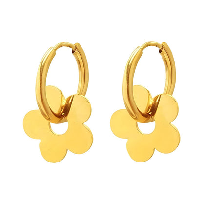 Flowers Earrings, 18K Gold Plated Steel